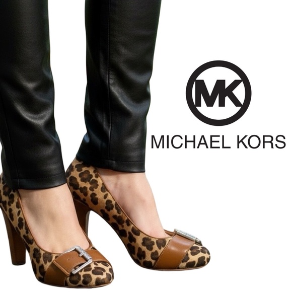 Michael Kors Vero Cuoio Heels Animal Print Suede Size 6 - Picture 1 of 16